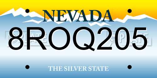 8ROQ205 Nevada License Plate