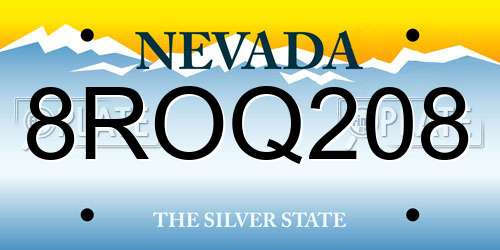 8ROQ208 Nevada License Plate