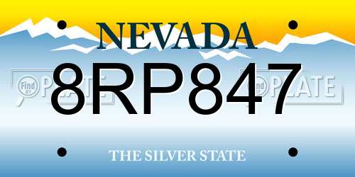 8RP847 Nevada License Plate