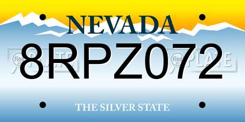 8RPZ072 Nevada License Plate