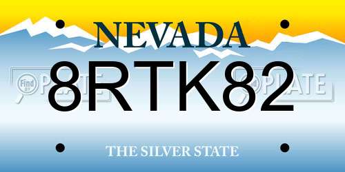 8RTK82 Nevada License Plate