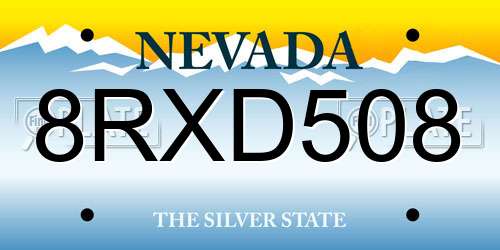 8RXD508 Nevada License Plate