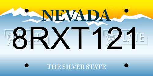 8RXT121 Nevada License Plate