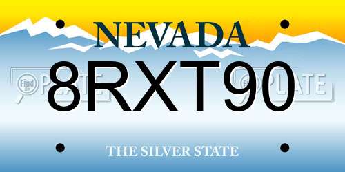 8RXT90 Nevada License Plate