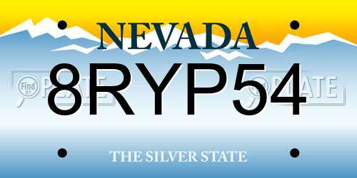 8RYP54 Nevada License Plate