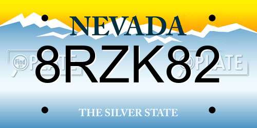 8RZK82 Nevada License Plate