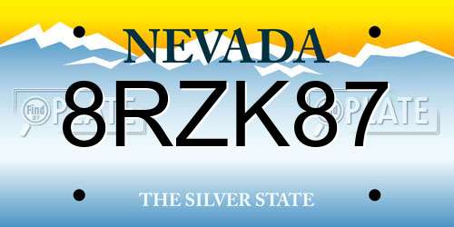 8RZK87 Nevada License Plate