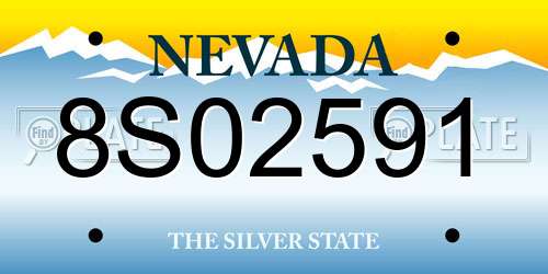 8S02591 Nevada License Plate