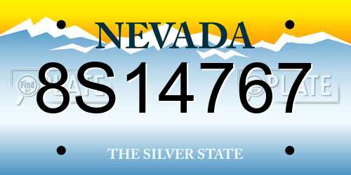 8S14767 Nevada License Plate