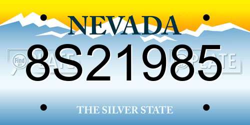 8S21985 Nevada License Plate