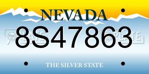 8S47863 Nevada License Plate