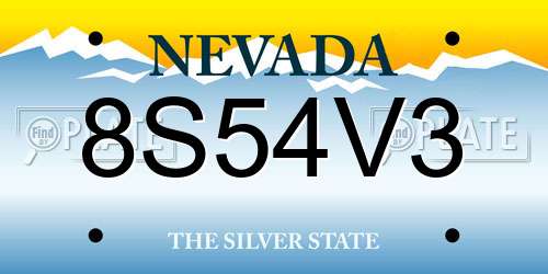 8S54V3 Nevada License Plate