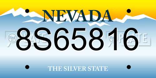 8S65816 Nevada License Plate