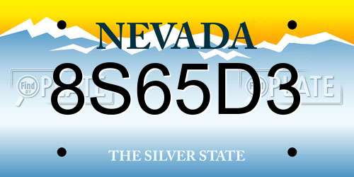 8S65D3 Nevada License Plate