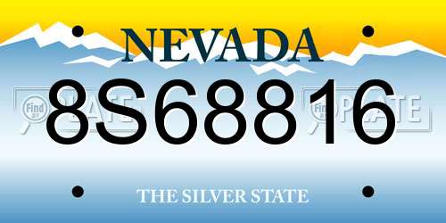 8S68816 Nevada License Plate