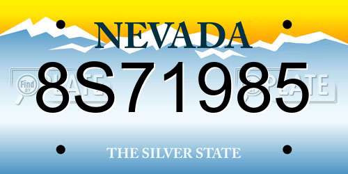 8S71985 Nevada License Plate