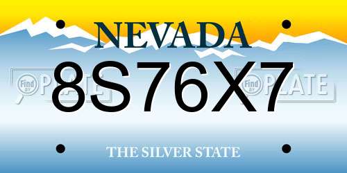 8S76X7 Nevada License Plate