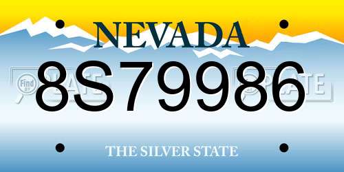 8S79986 Nevada License Plate