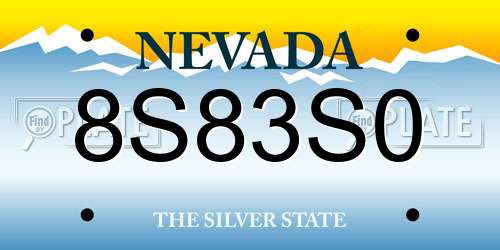 8S83S0 Nevada License Plate