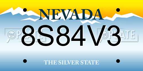 8S84V3 Nevada License Plate