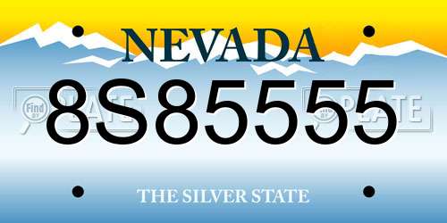 8S85555 Nevada License Plate
