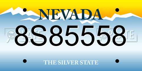 8S85558 Nevada License Plate