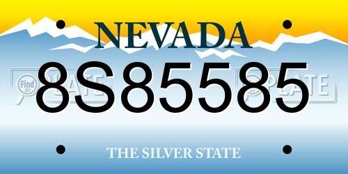 8S85585 Nevada License Plate