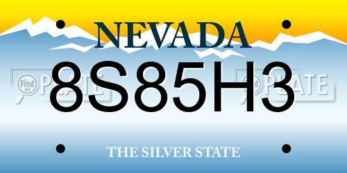 8S85H3 Nevada License Plate