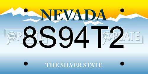 8S94T2 Nevada License Plate