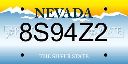 8S94Z2 Nevada License Plate