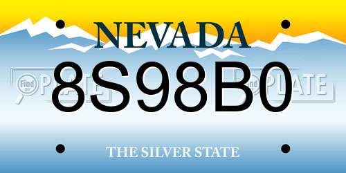 8S98B0 Nevada License Plate