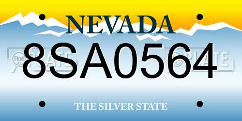 8SA0564 Nevada License Plate