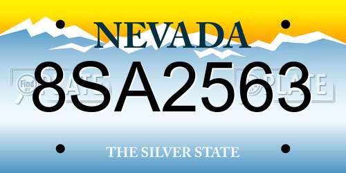 8SA2563 Nevada License Plate