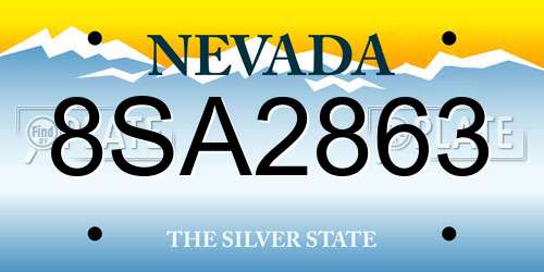 8SA2863 Nevada License Plate