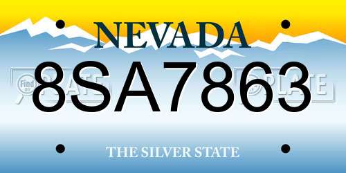8SA7863 Nevada License Plate