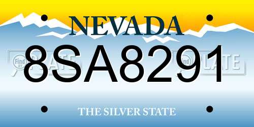 8SA8291 Nevada License Plate
