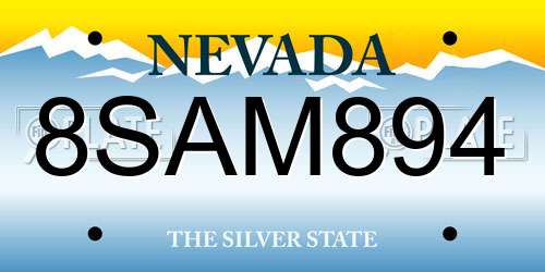 8SAM894 Nevada License Plate