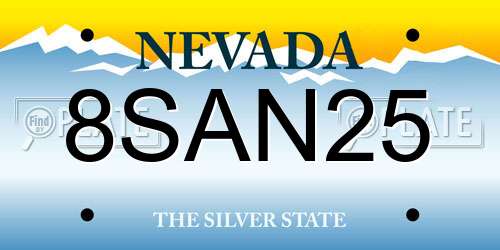 8SAN25 Nevada License Plate