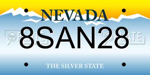 8SAN28 Nevada License Plate