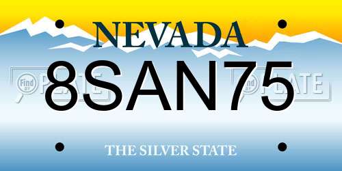 8SAN75 Nevada License Plate