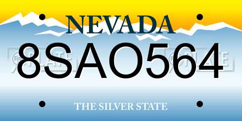 8SAO564 Nevada License Plate