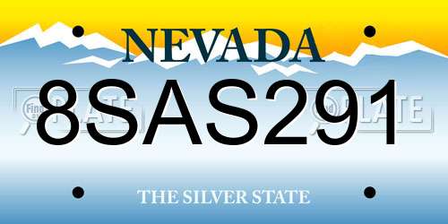 8SAS291 Nevada License Plate