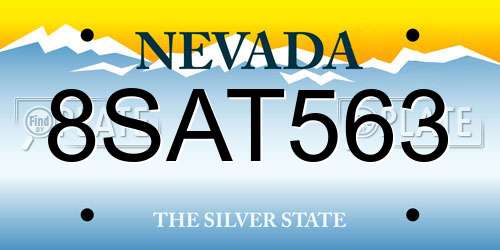 8SAT563 Nevada License Plate