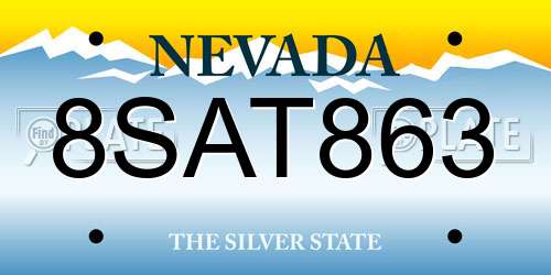 8SAT863 Nevada License Plate