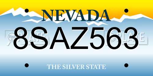 8SAZ563 Nevada License Plate
