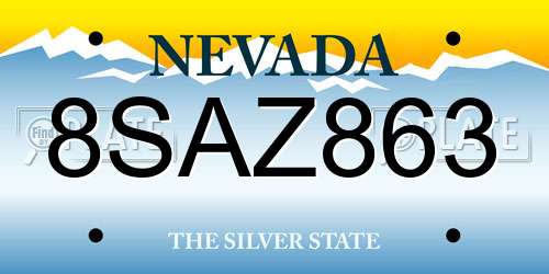 8SAZ863 Nevada License Plate
