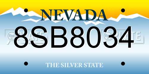 8SB8034 Nevada License Plate