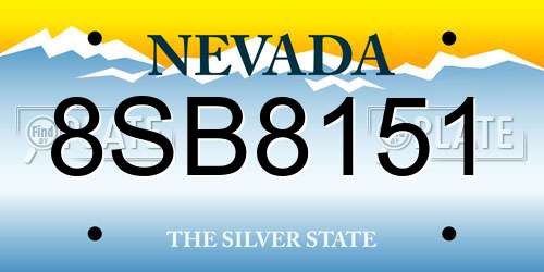 8SB8151 Nevada License Plate
