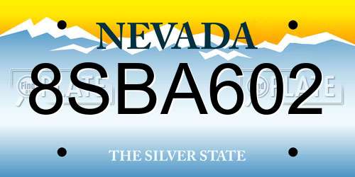 8SBA602 Nevada License Plate
