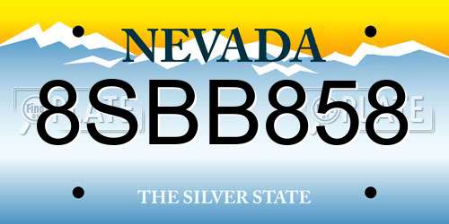8SBB858 Nevada License Plate